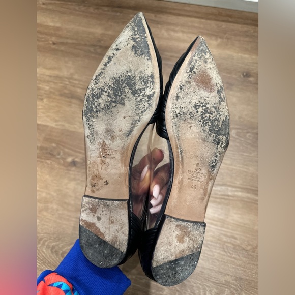 Authentic Valentino Garavani Leather & PVC Flats – Black – Size 40 - Picture 10 of 10